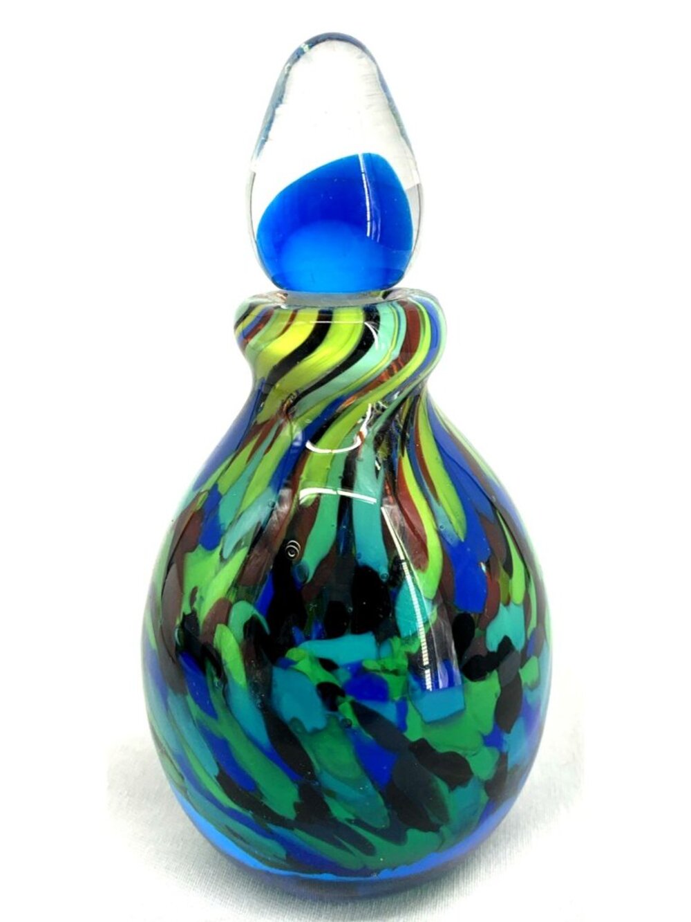 Murano Perfume Bottle and Stopper Handblown Multicolor 5.5" Tall Vtg